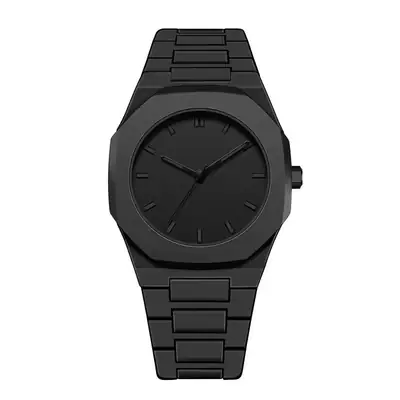 Men's Black Quartz Watch with Chain Strap