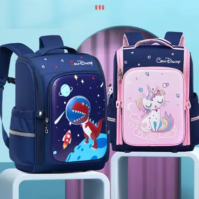 Children's Schoolbags for Primary School Students, Girls and Boys 6-12 Years Old, Burden-Reducing Spine Protection Cartoon 1-3-6 Grade Yishao Dong Factory