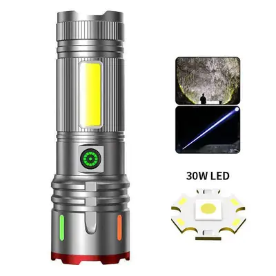 Rechargeable Aluminum Flashlight with 6 LiB Batteries & Telescopic Zoom
