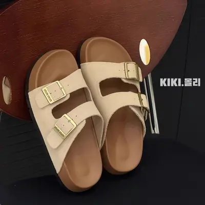 Birkenstock Sandals for Women's Outer Wear 2025 Summer New Thick-Soled Genuine Leather Lazy Slippers Beach Slippers Cork Shoes
