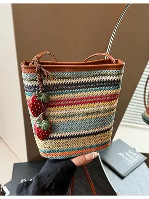 Straw Woven Crossbody Bag for Women 2026