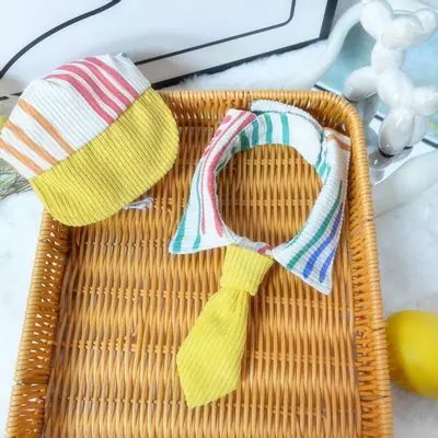 Pet Striped Tie Hats for Dog Cat Small Medium