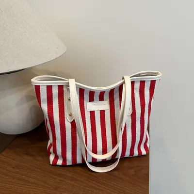 Women's Stripe Shoulder Bag Large Capacity 2025