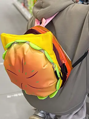 Ins New Popular Same Style Cartoon Cheese Cute Versatile Student School Bag Burger Large Capacity Multi-Layer Backpack