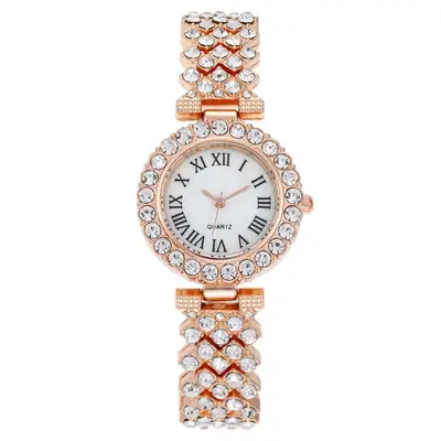 Women's Gold Diamond Watch with Roman Numeral