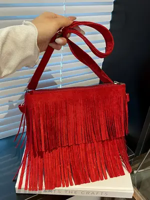 Red Tassel Crossbody Bag for Women
