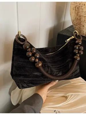 Retro Beaded Shoulder Bag for Women 2026