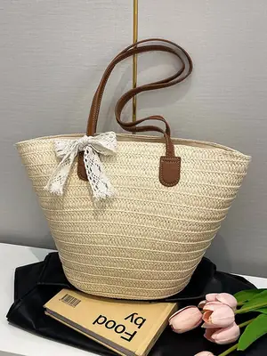 Straw Armpit Bag for Women Large Capacity Beach Travel