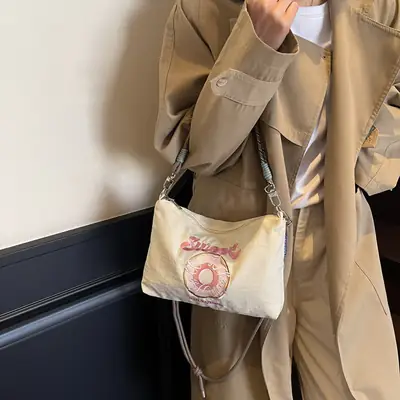 2026 Donut Embroidery Shoulder Bag for Women