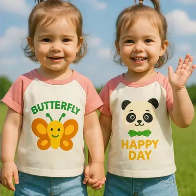 2025 Cartoon Baby T-Shirt Set Summer Kids Cotton