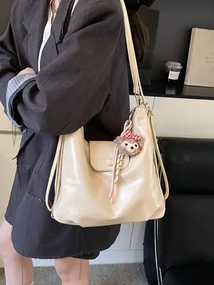 Women Cross-Border Retro Tote Bag Beige 2025