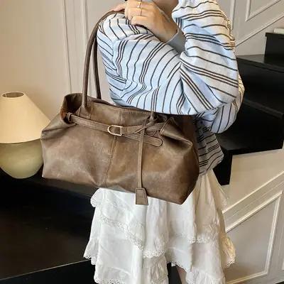 Brown Cross-Border Large Capacity Women's Tote Bag
