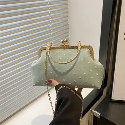Light Blue Embellished Crossbody Bag for Women