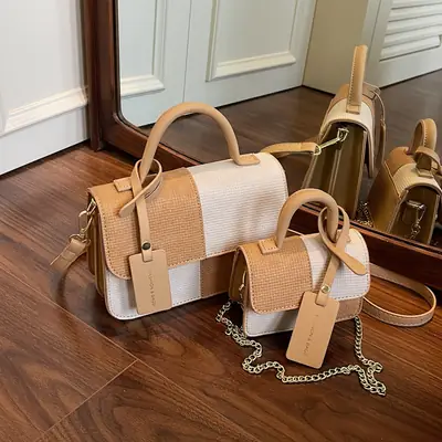 Women's Color-Blocked Satchel Bag 2025 New Fashion