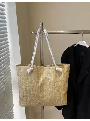 2025 Straw Woven Shoulder Tote Bag Large Capacity Women