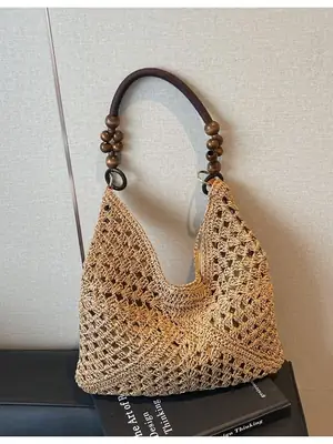 Cross-Border Woven Shoulder Bag Large Capacity Straw Bag