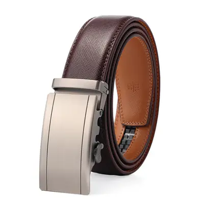 Men's Genuine Leather Belt with Silver Buckle