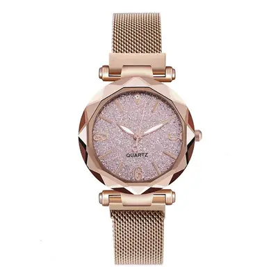 Rose Gold Quartz Women's Wristwatch with Mesh Band