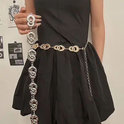 Black Chain Waist Belt with Dress Y2K Accessories