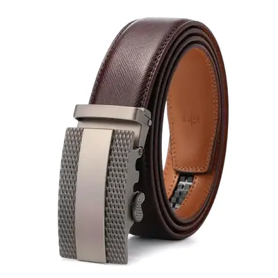 Men's Genuine Leather Belt with Silver Buckle