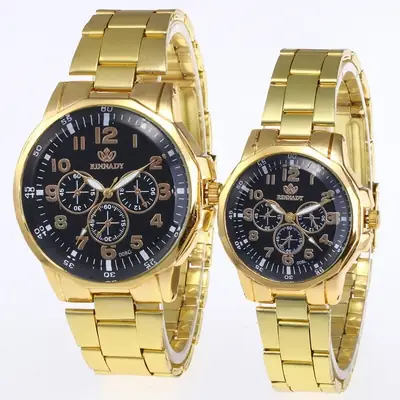 Couple Gold Watch Set Digital Display Korean Design