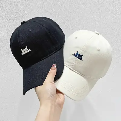 Korean Style Cat Embroidery Cap for Women & Men
