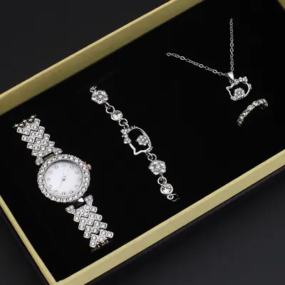 High-Looking Diamond Quartz Watch Set for Women
