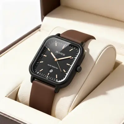 Jrande Women's Brown Leather Quartz Watch Night Vision