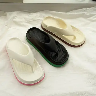 Women's Anti-Slip Thick Flip Flops Summer White Pink