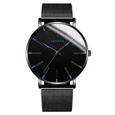 Men's Black Geneva Strap Quartz Watch