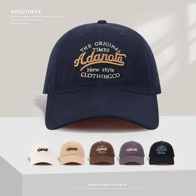 Korean Style Black Cap for Women with Letter Embroidery