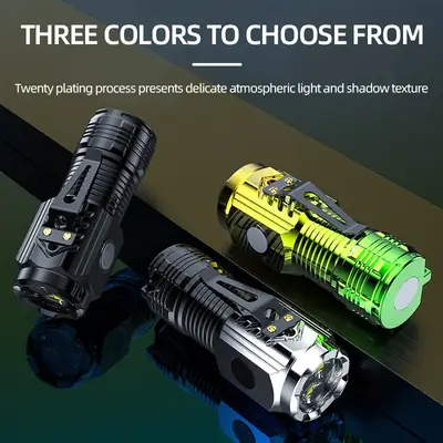 Magnetic Rechargeable Flashlight with Pen Clip & Three Colors