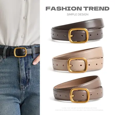 Women's Antique Leather Belt Brown Cross-Border Style