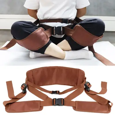Meditation Belt with Spine Alignment & Yoga Strap Brown