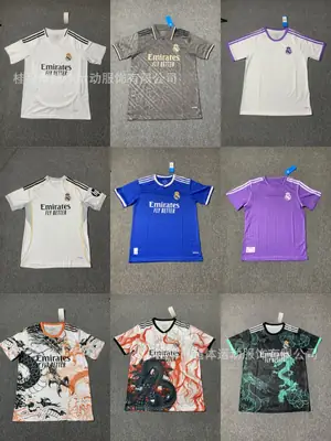 2526 Real Madrid Home Short-Sleeved T-Shirt Men's Football 2627 Real Madrid Club Jersey Printed Quick-Drying Breathable Engraving Version