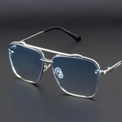 Men Anti-UV Sunglasses Black Gold Frame