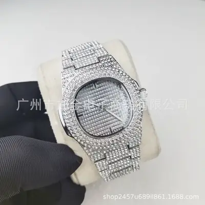 Luxury Men's Diamond Watch with Gold Plated Band