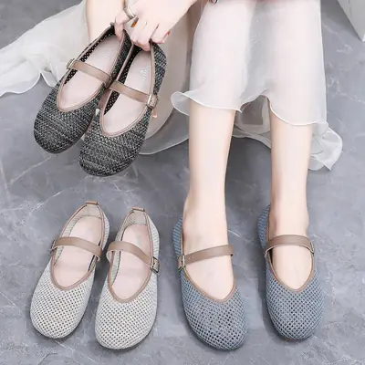 Women Fly Woven Mesh Mary Jane Shoes 2025