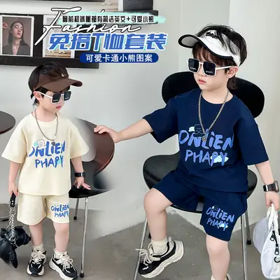 Boys Letter Printed T-Shirt Shorts Set Summer 2026