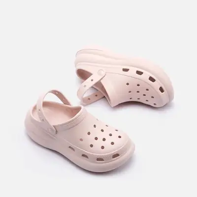 Women's Pink Puff Croc Summer Slippers