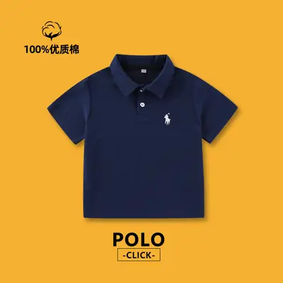 2026 Boys Polo Shirt Navy Blue Short Sleeve