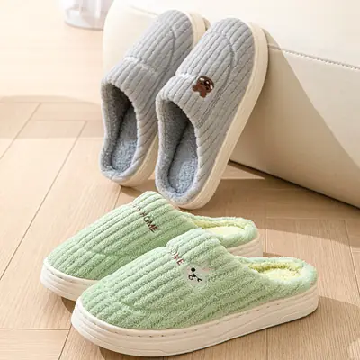 Winter Cotton Slippers for Women Pink Thick Soled