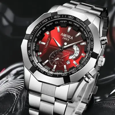 Amora Swiss Men's Chronograph Watch Black Stainless