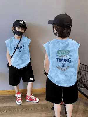 Boys Tie-Dye Vest Vest Set Cotton Summer Casual