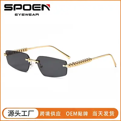 Metal Frameless Anti-UV Sunglasses Fashion High-End European American Personalized Sunglasses