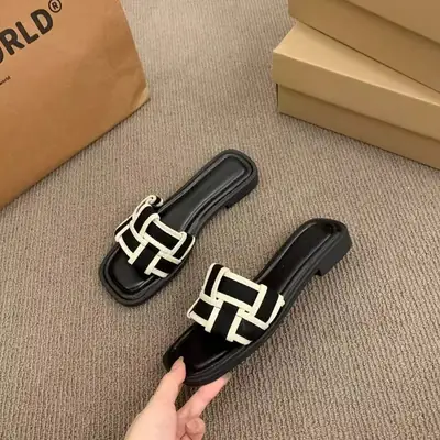 Black Cross Strap Flat Sandals for Women Summer