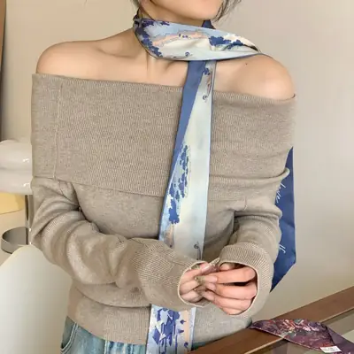 Long Silk Scarf for Women Spring Summer High End