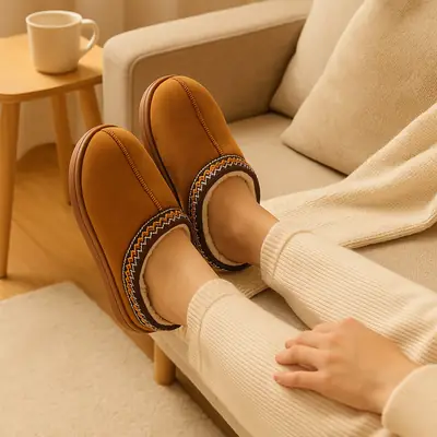 Cross-Border Baotou Fur Slippers for Women, Autumn and Winter Ethnic Style Cotton Slippers for Home Couples, Warm Thick-Soled Cotton Slippers for Men