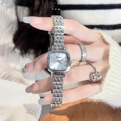 Women's Steel Band Quartz Watch with White Dial