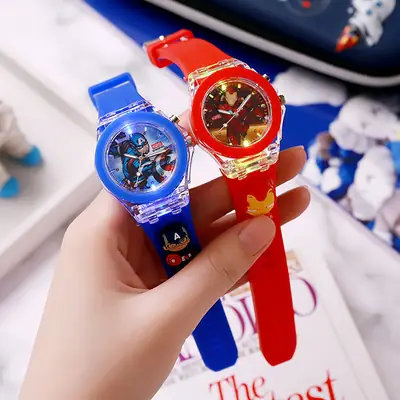 Factory Direct Supply Cartoon Children's Watch Silicone Luminous Watch Marvel Doll Male and Female Student Quartz Watch